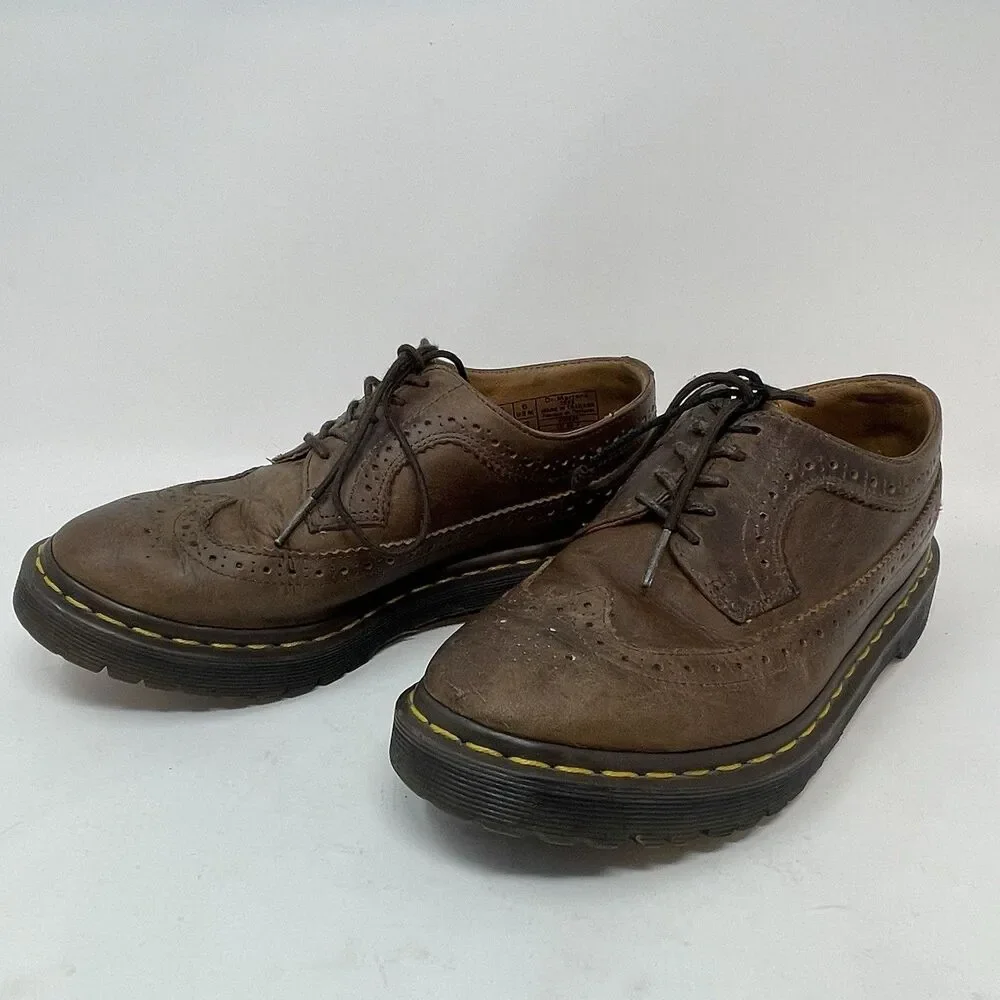 Dr Martens Brown Leather Wingtip 3989 Oxford Brogue Shoes Mens Sz 6 Women’s Sz 7
